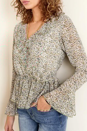Blusa Volantes y Fruncidos Verde S h5 Imagen4
